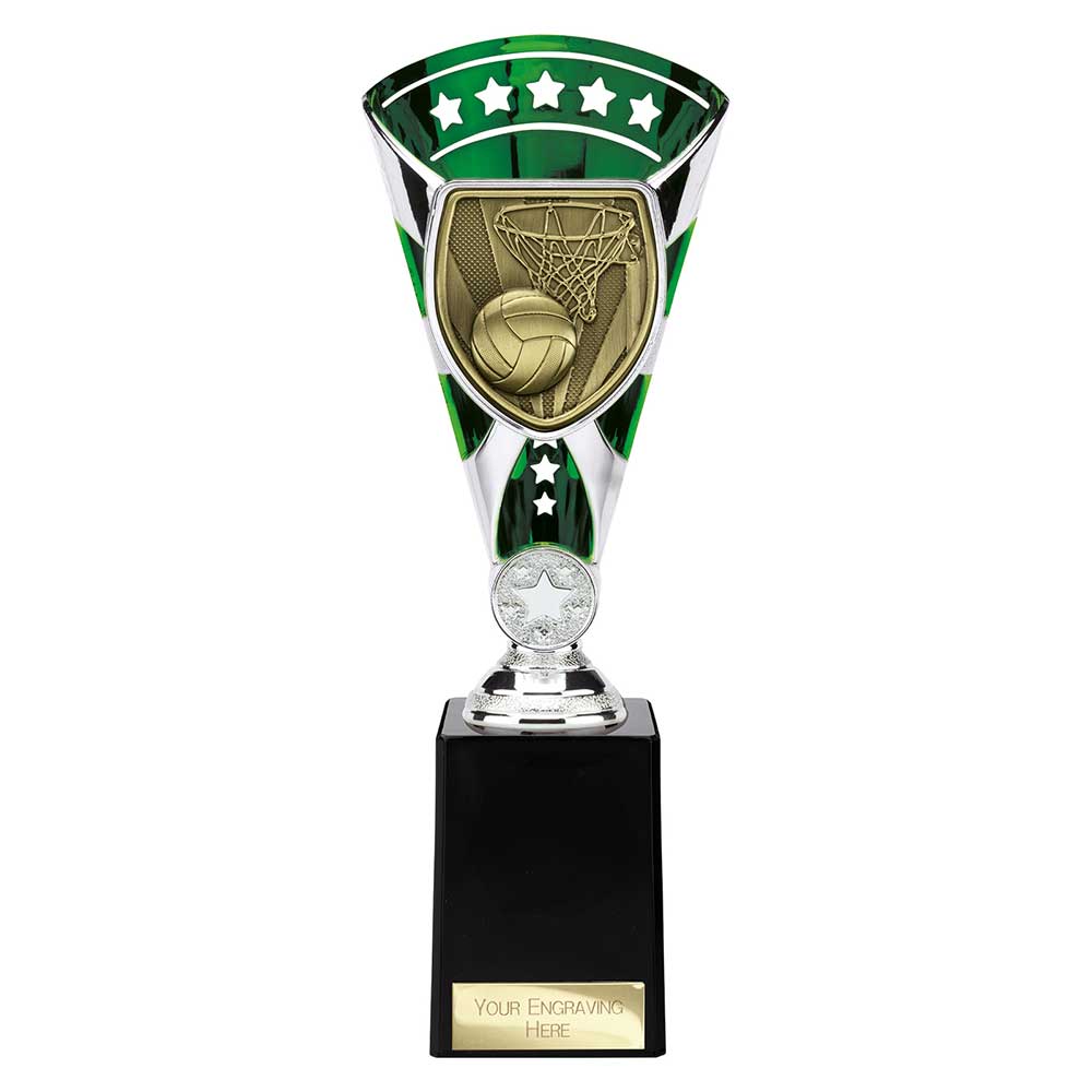 Cobra Star Netball Trophy Cup Silver And Green