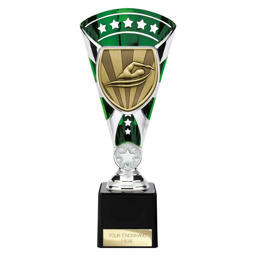 Cobra Star Swimming Trophy Cup Silver And Green