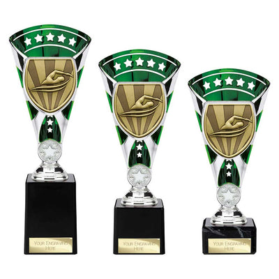 Cobra Star Swimming Trophy Cup Silver And Green