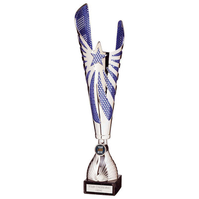 Mega Star Laser Cut Trophy Cup Silver And Blue