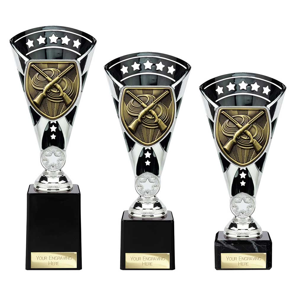 Cobra Star Clay Pigeon Shooting Trophy Cup Silver And Black