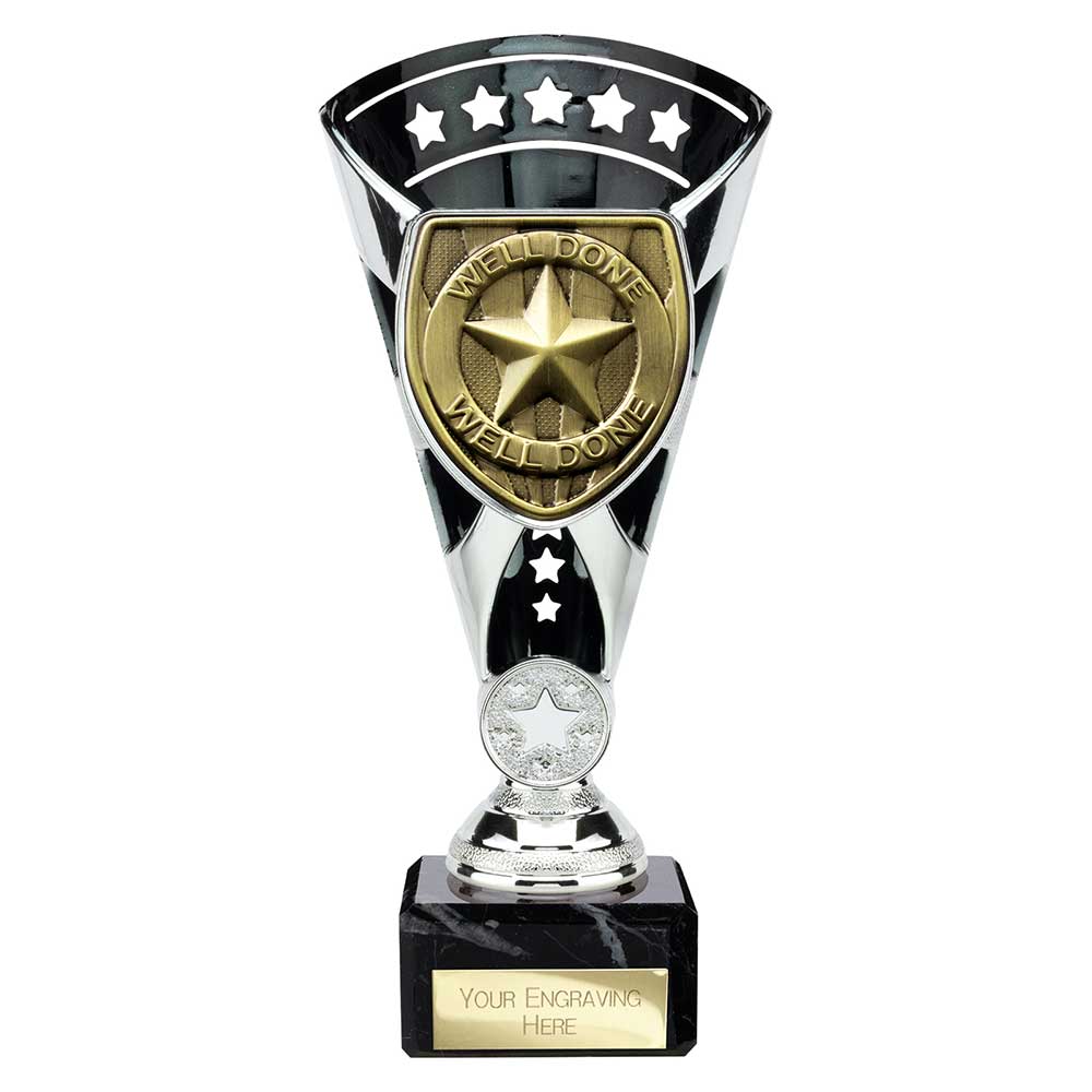 Cobra Star Trophy Cup Well Done Award Silver Black