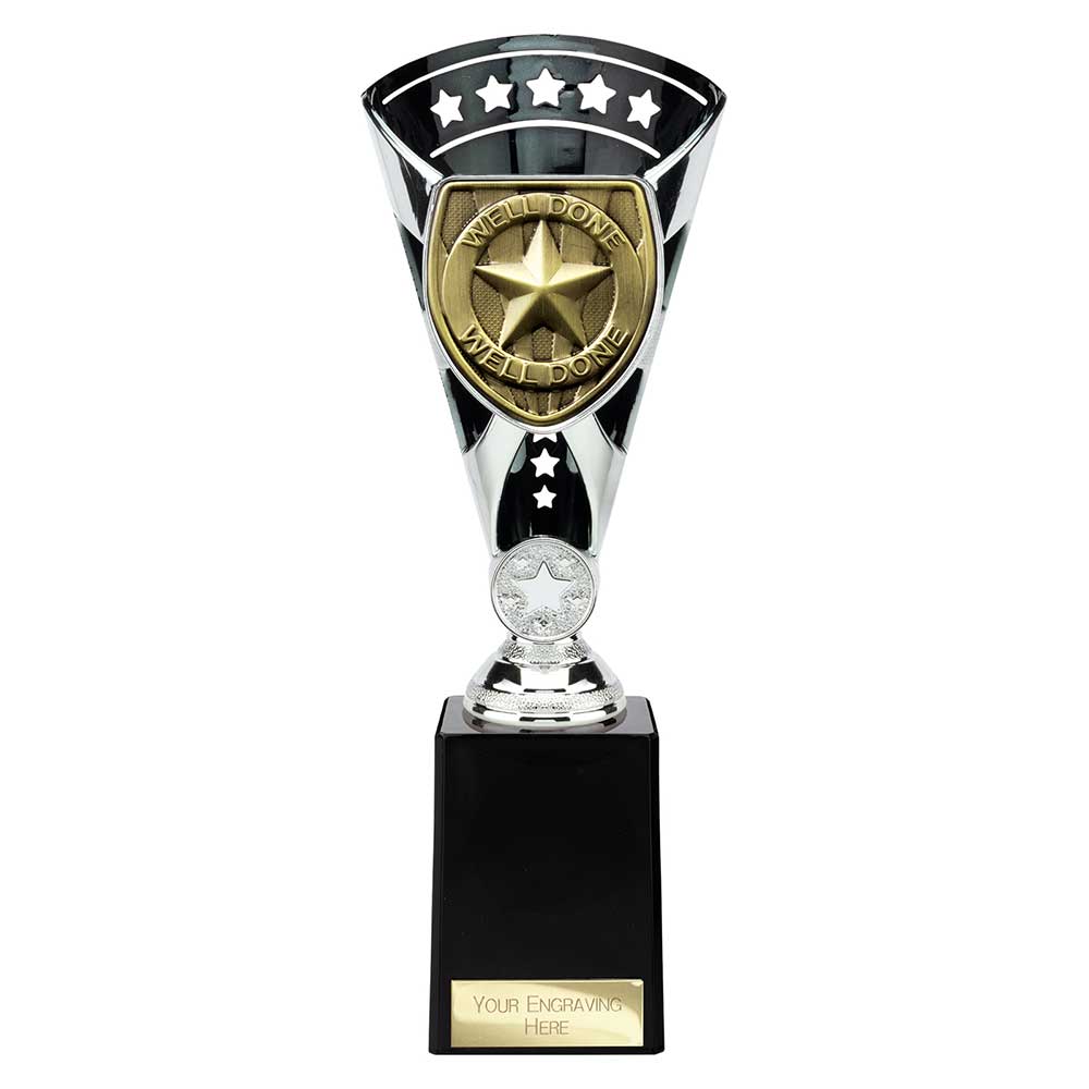 Cobra Star Trophy Cup Well Done Award Silver Black