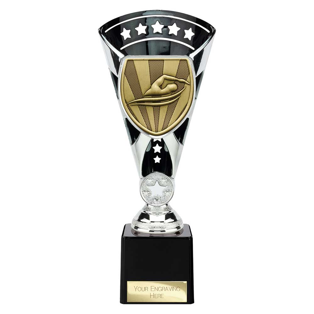 Cobra Star Swimming Trophy Cup Silver And Black