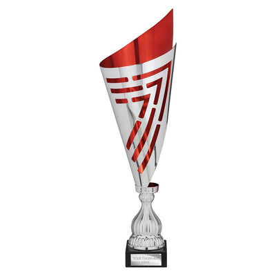 Arrow Laser Cut Trophy Cup Silver Red