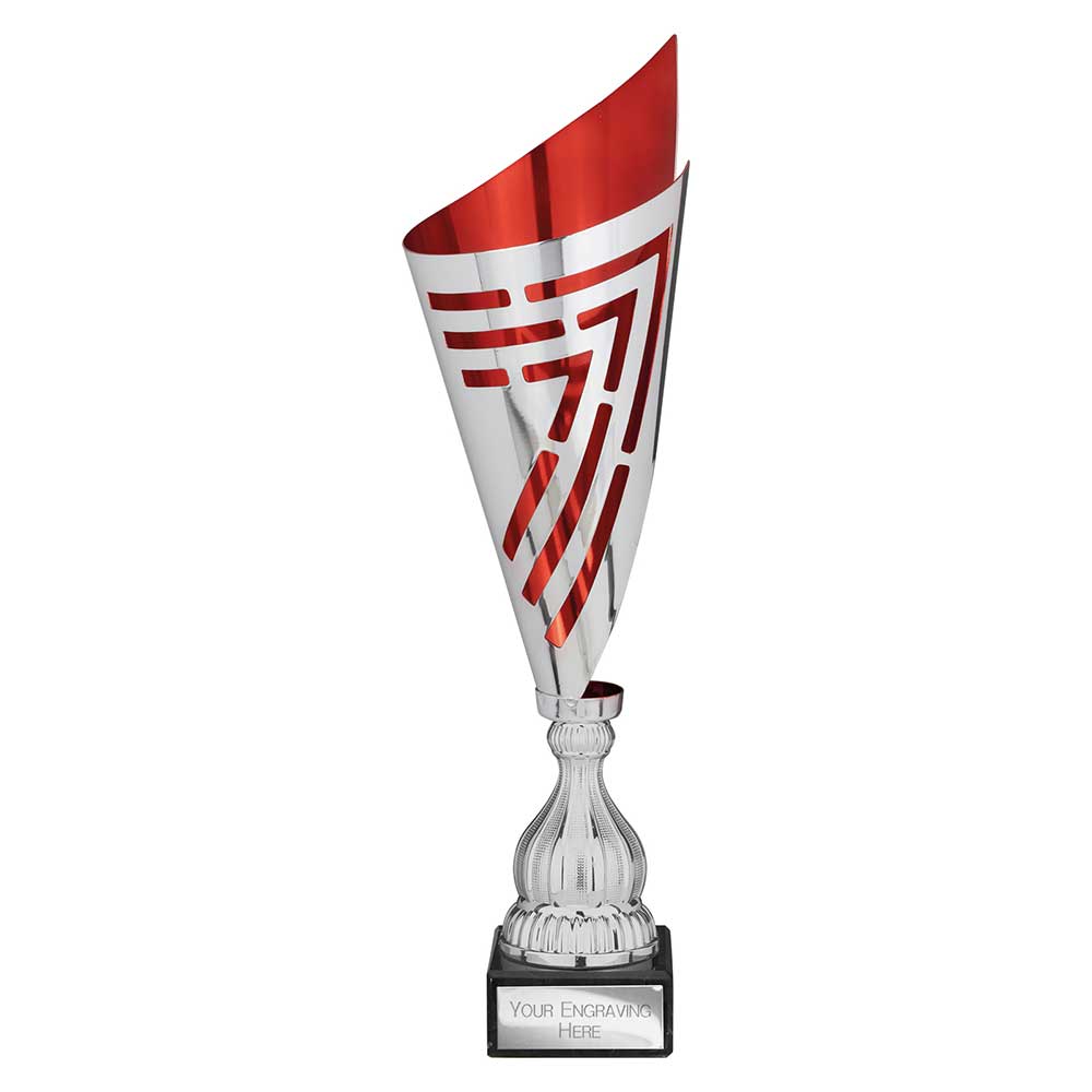 Arrow Laser Cut Trophy Cup Silver Red