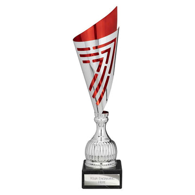 Arrow Laser Cut Trophy Cup Silver Red