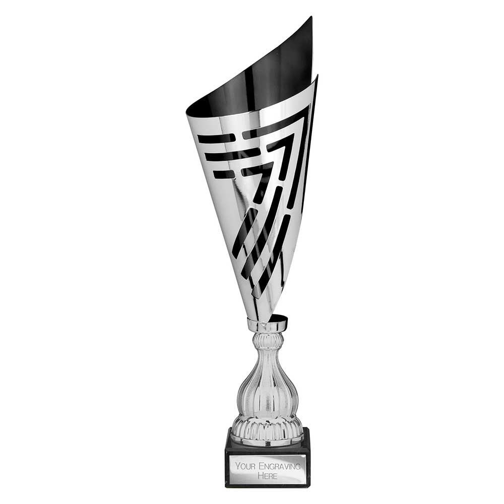 Arrow Laser Cut Trophy Cup Silver Black