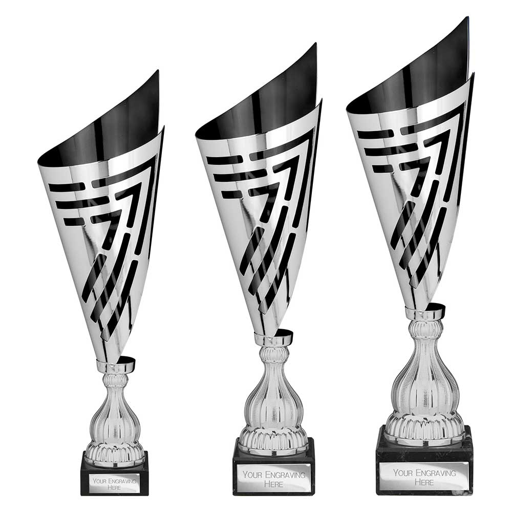 Arrow Laser Cut Trophy Cup Silver Black