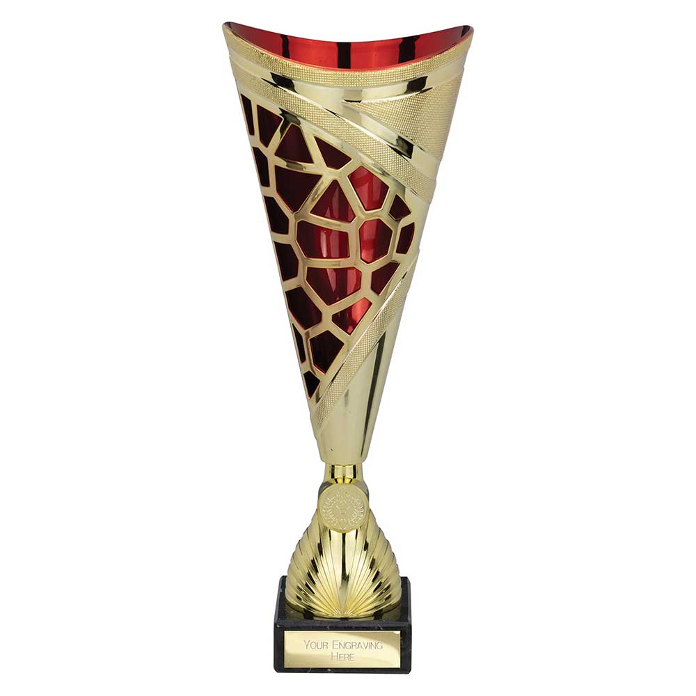 Vivid Laser Cut Trophy Cup Gold Red