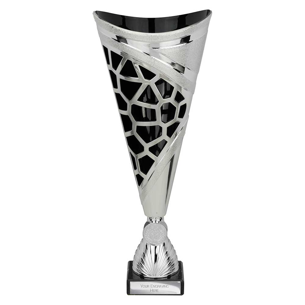 Vivid Laser Cut Trophy Cup Silver Black