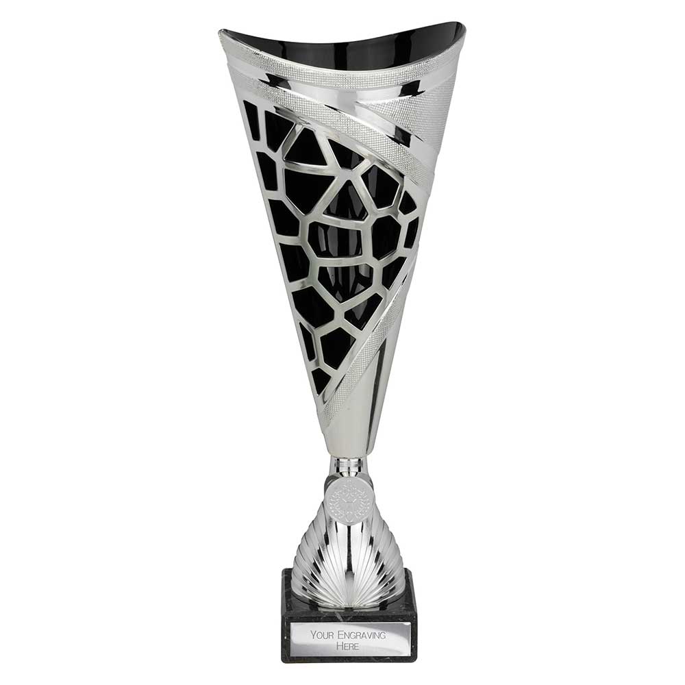 Vivid Laser Cut Trophy Cup Silver Black