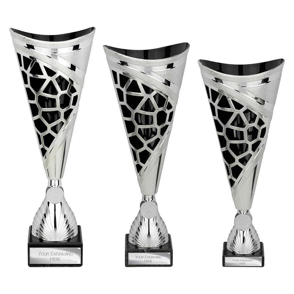 Vivid Laser Cut Trophy Cup Silver Black