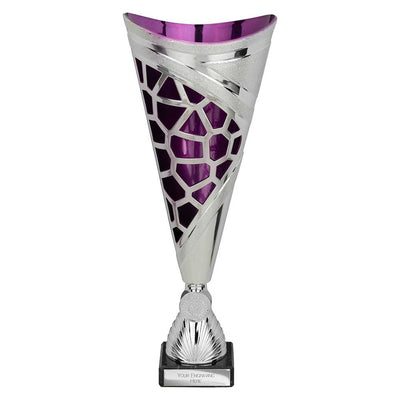 Vivid Laser Cut Trophy Cup Silver Purple