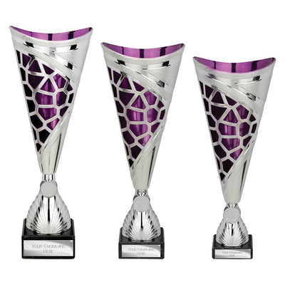 Vivid Laser Cut Trophy Cup Silver Purple