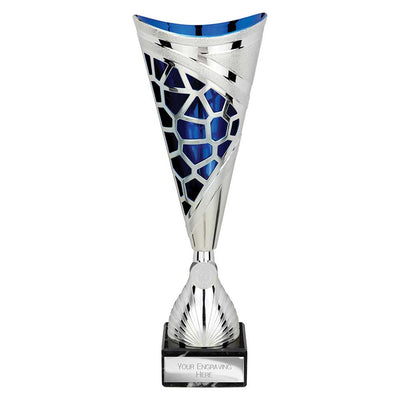 Vivid Laser Cut Trophy Cup Silver Blue