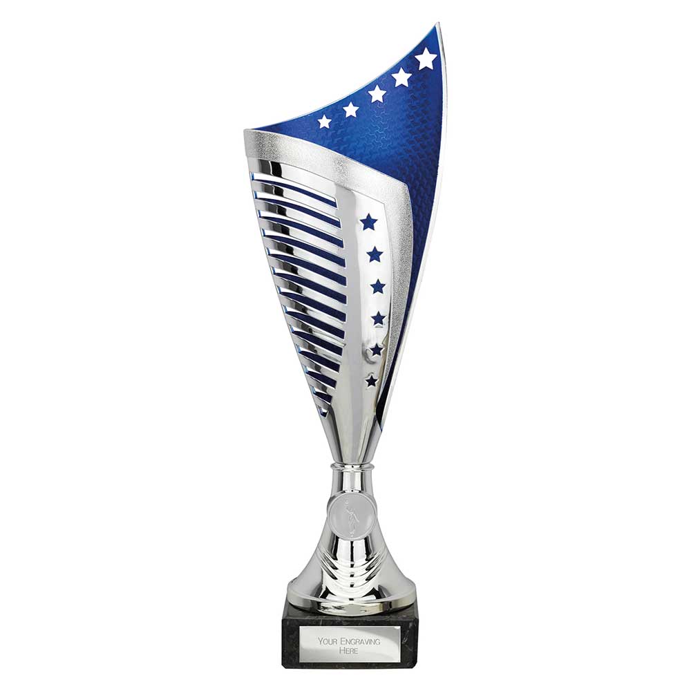 Nebula Laser Cut Trophy Cup Silver Blue