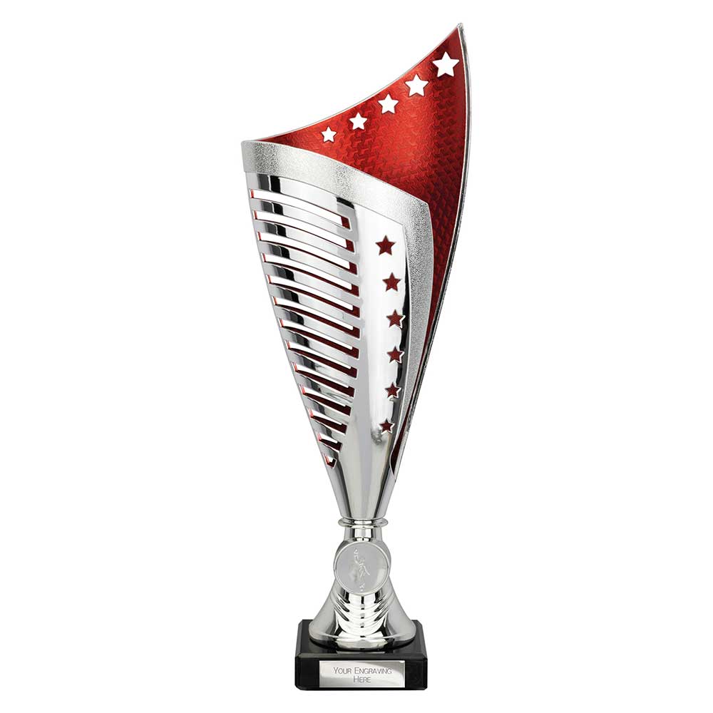 Nebula Laser Cut Trophy Cup Silver Red