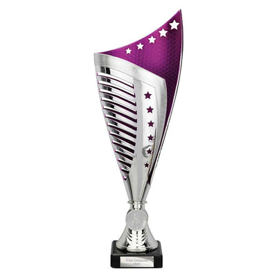 Nebula Laser Cut Trophy Cup Silver Purple