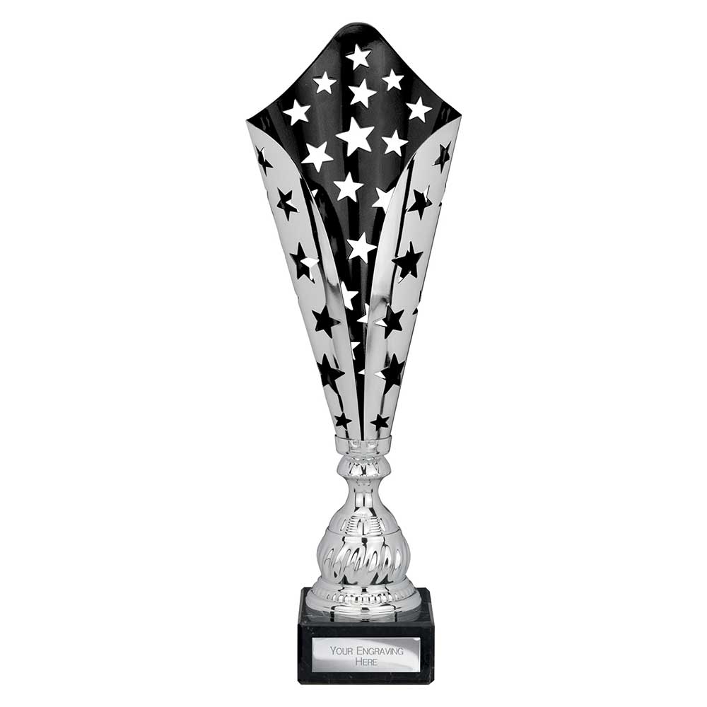 Galaxy Laser Cut Trophy Cup Silver Black