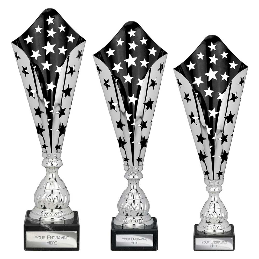 Galaxy Laser Cut Trophy Cup Silver Black