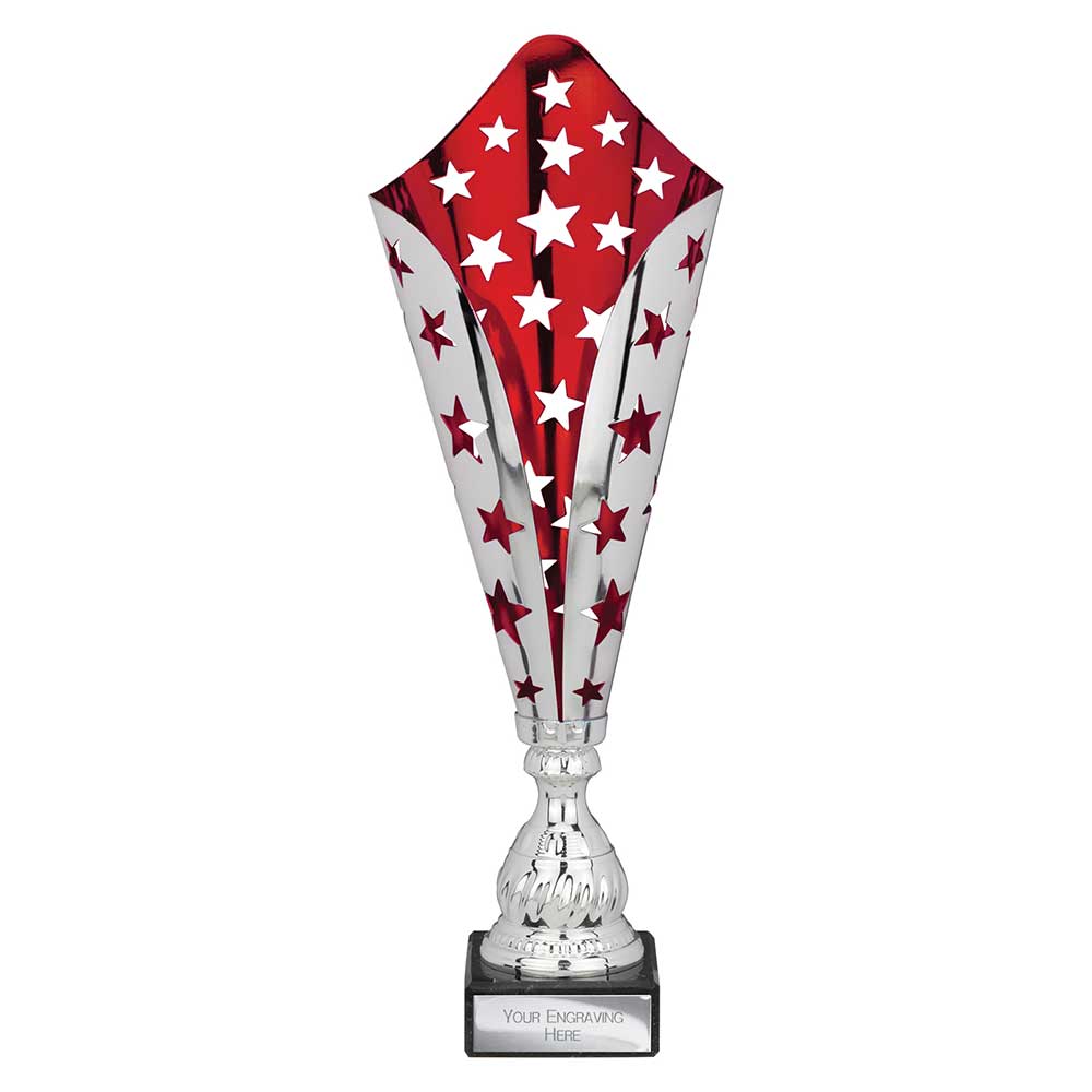 Galaxy Laser Cut Trophy Cup Silver Red