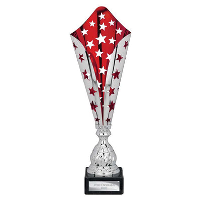 Galaxy Laser Cut Trophy Cup Silver Red