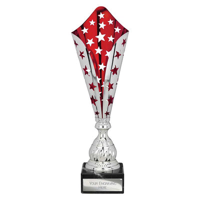 Galaxy Laser Cut Trophy Cup Silver Red