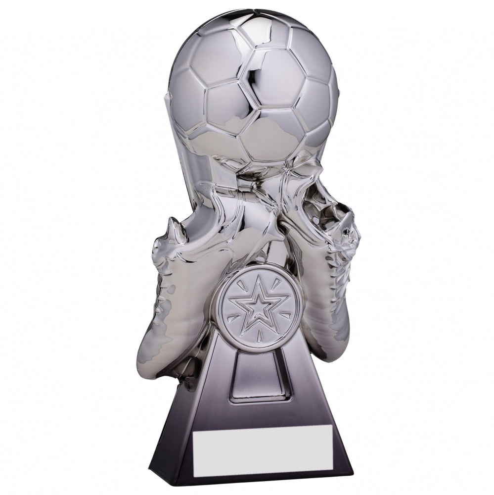 Gravity Boot and Ball Football Trophy - Silver to Black