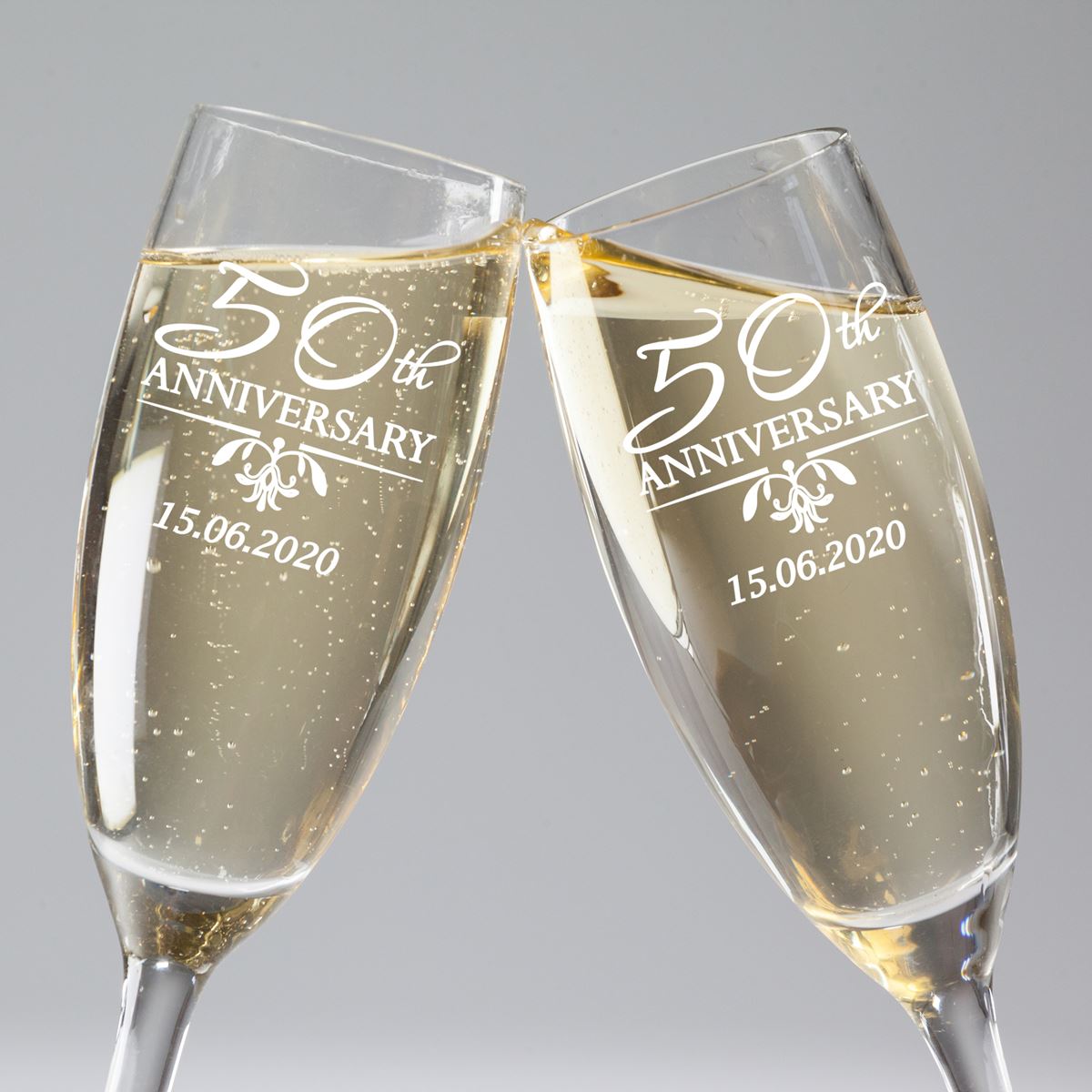 Set of 2 Personalised Champagne Flutes - Wedding Anniversary