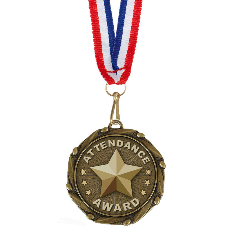 school attendance award medal antique gold