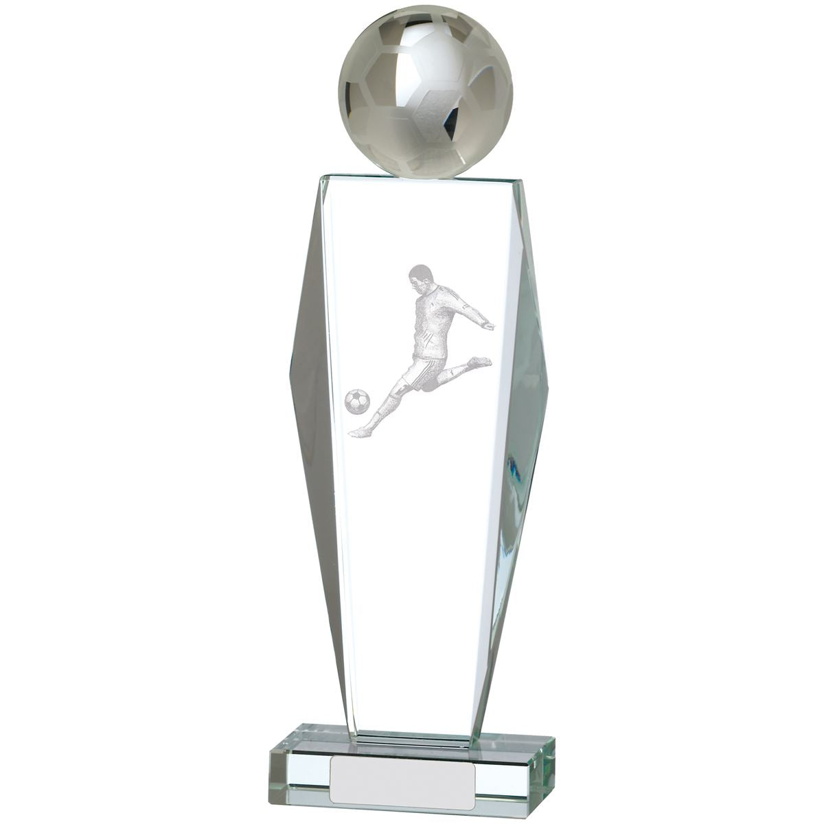 Football Trophy Glass Footballer and Ball