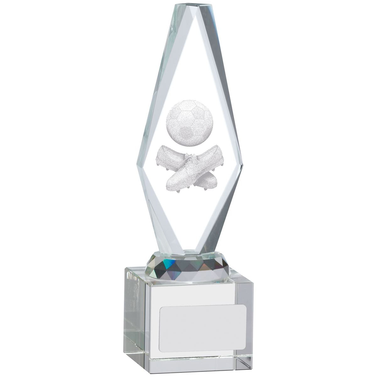 Glass Football Trophy Aurora Shard Boot and Ball Award