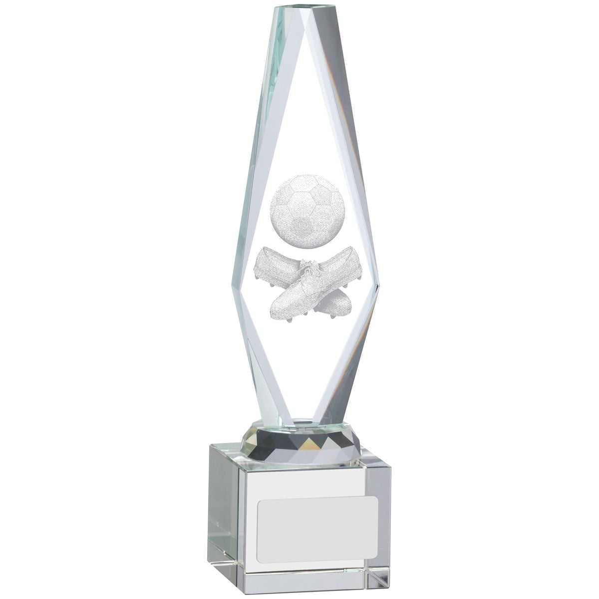 Glass Football Trophy Aurora Shard Boot and Ball Award