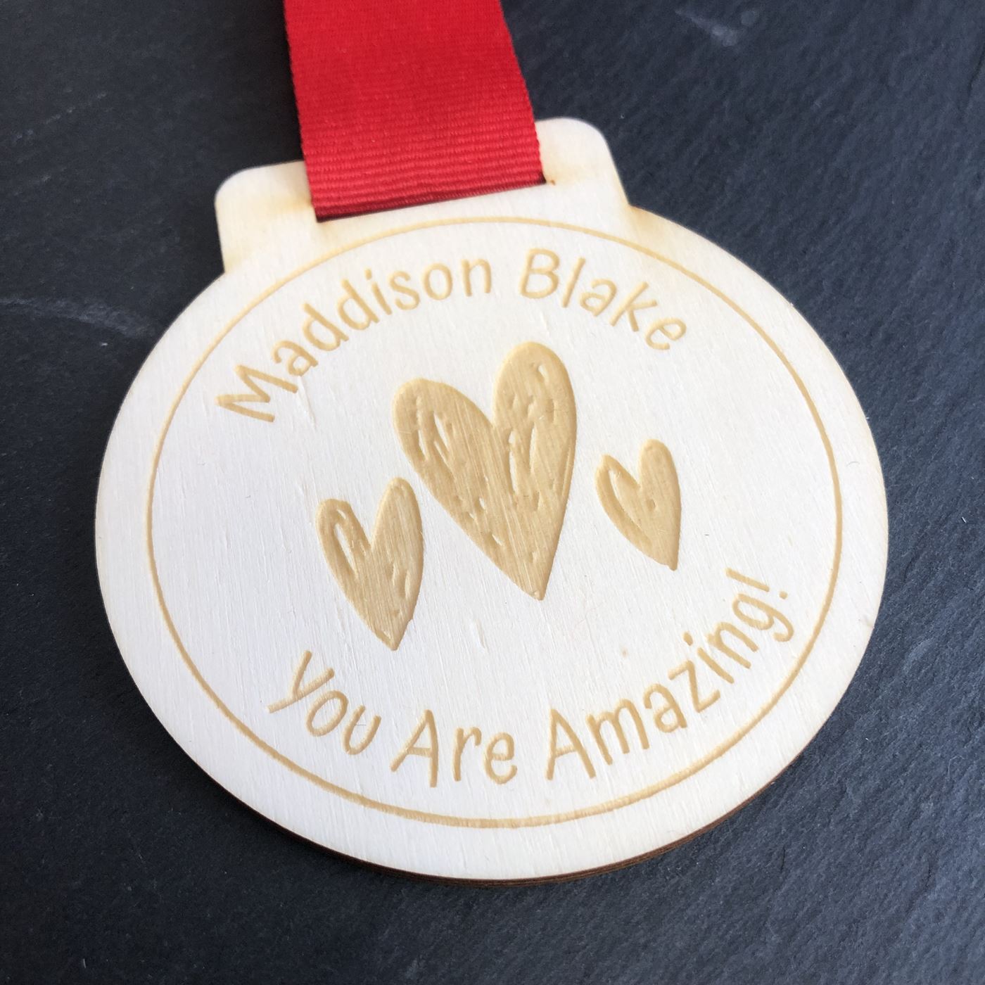 Wooden Medal 8cm - Hearts