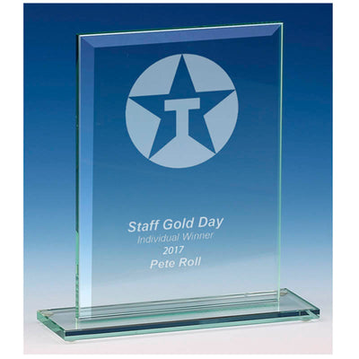 jade glass stand award apex corporate glass