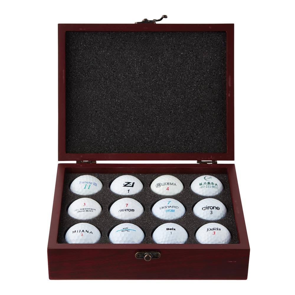 Ace Golf Ball Mahogany Case For 12 Balls