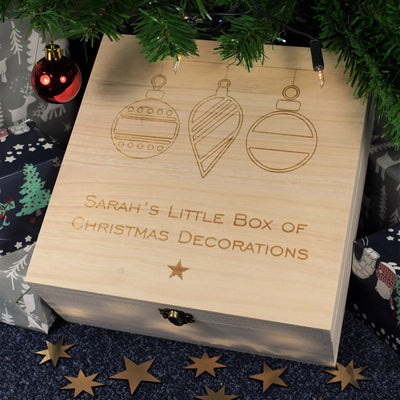 Personalised Christmas Decorations Storage Keepsake Box